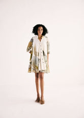 A Model Wearing Multicolor,Cotton Mul Jade Swing Dress curated by Only Ethikal